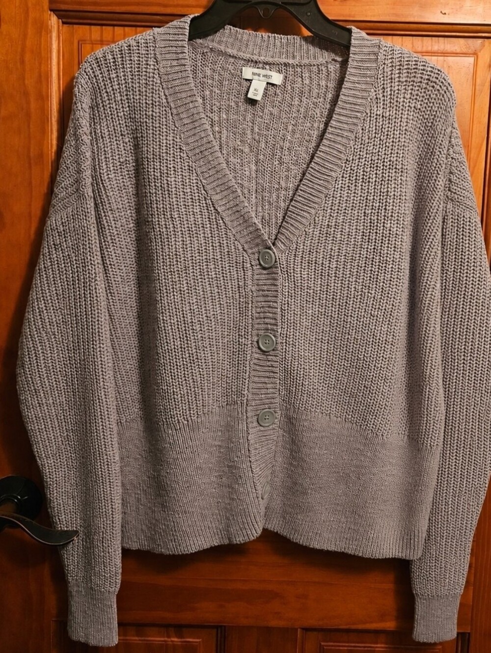 Nine West Gray Cardigan Chunky Knit XL NWT